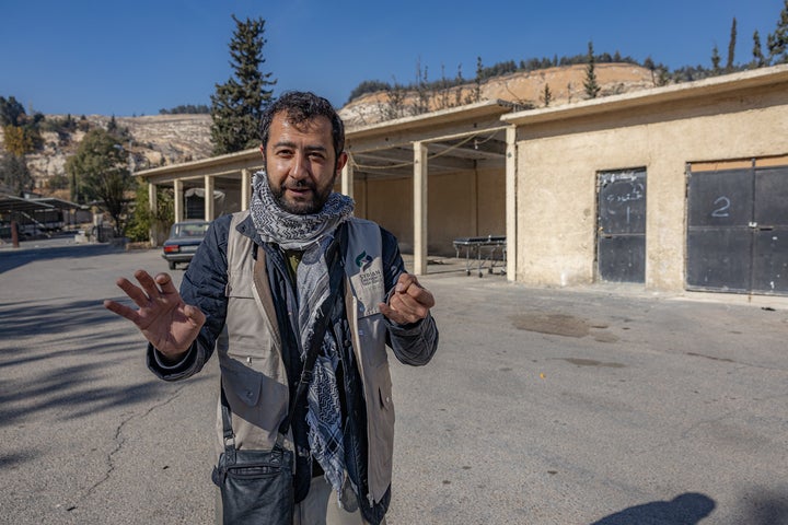 Mouaz Moustafa, founder the Syrian Emergency Task Force, outside the Military Hospital 601 in Damascus, where Caesar took many of the images of Syrians killed under the Assad regime