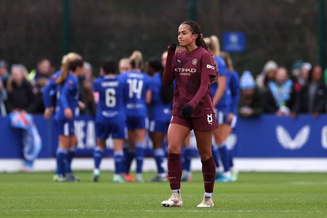 <p>Mary Fowler looks on as Everton stunned Man City </p>