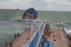 Oil spill in Kerch Strait after two Russian oil tankers seriously damaged in storm