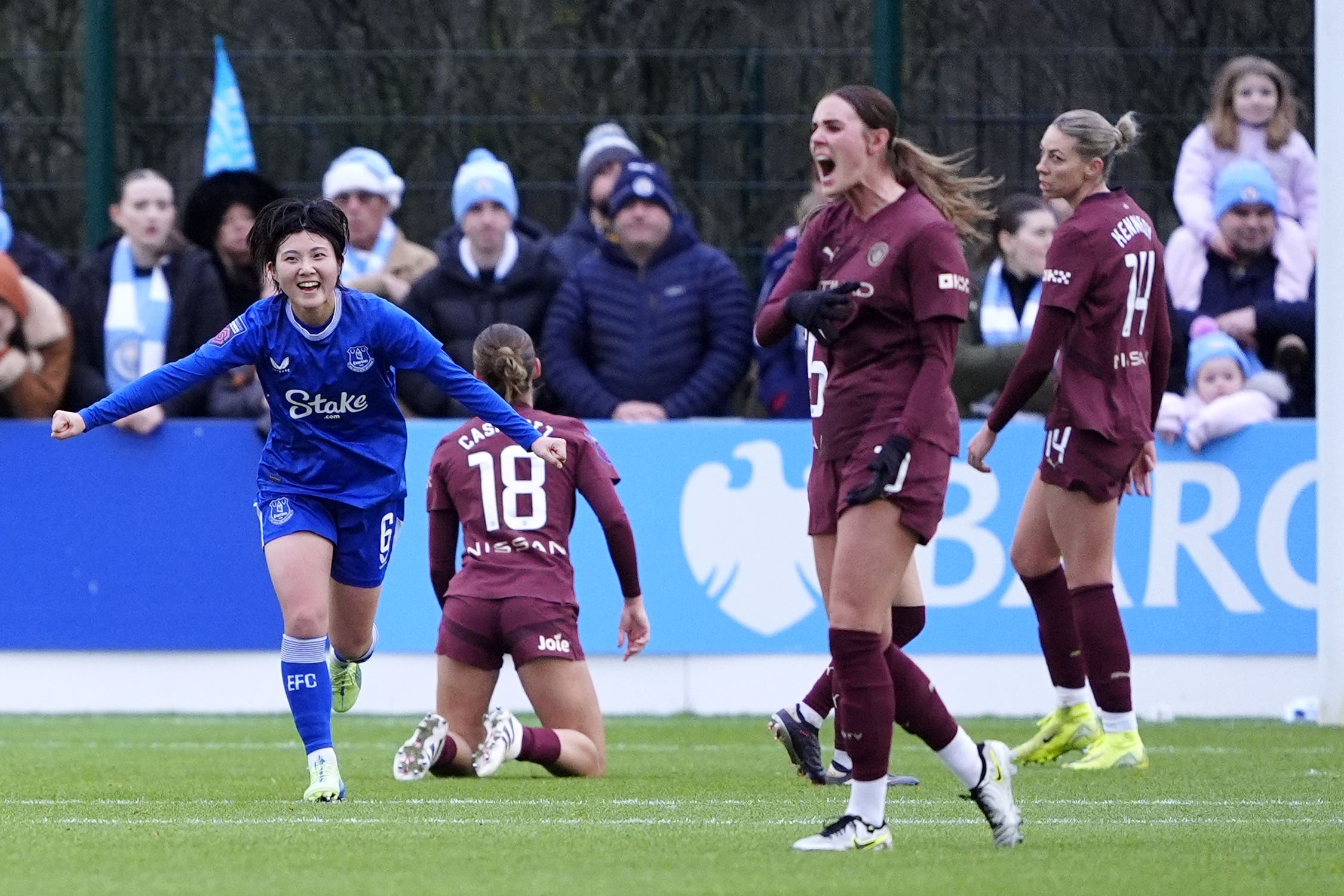 Honoka Hayashi was on the scoresheet as Everton beat Manchester City (Peter Byrne/PA)