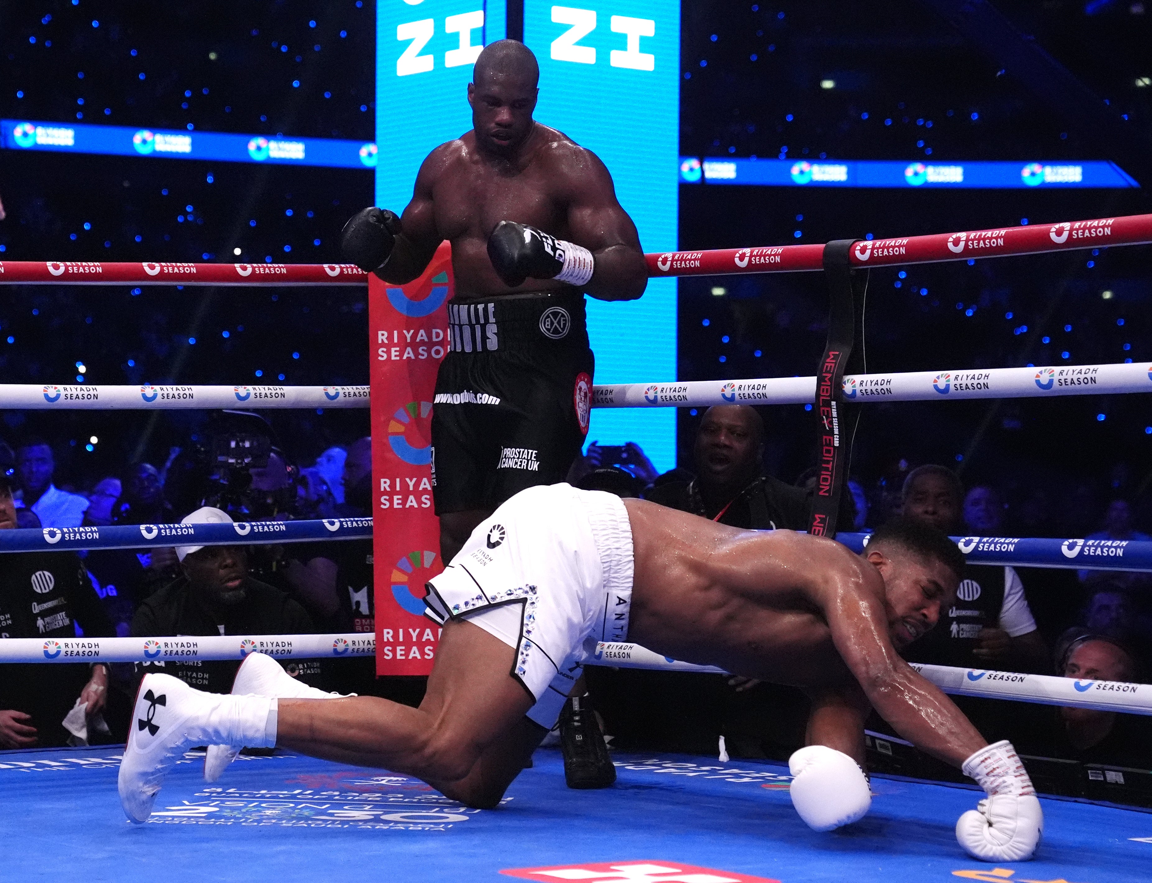 Anthony Joshua (below) was knocked out by Daniel Dubois in September