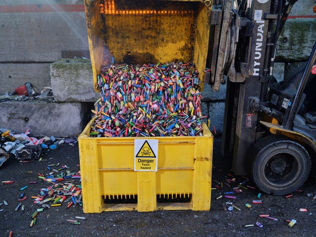 <p>The incorrect disposal of vapes can lead to dangerous explosions when crushed by lorries</p>