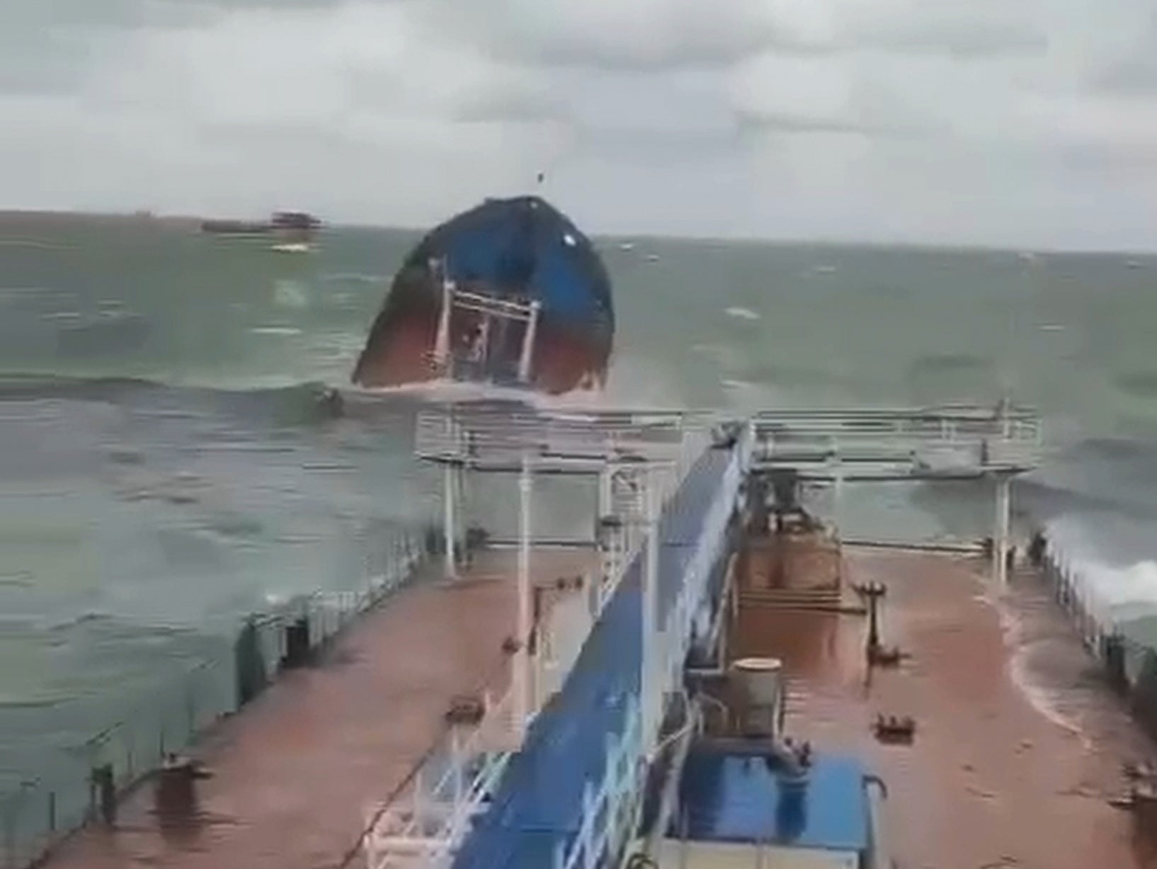 A Volgoneft-212 tanker wrecked by a storm in the Kerch Strait, Russia