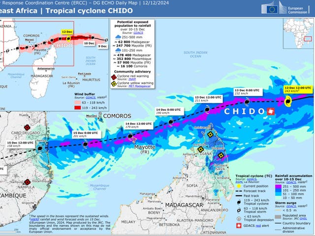 <p>Chido hit Mayotte with winds of over 200kmph</p>