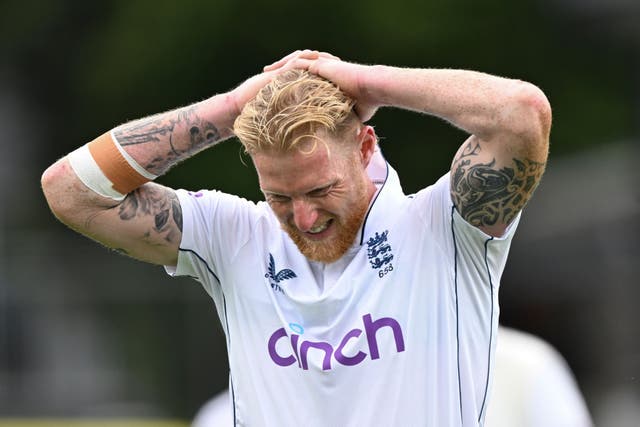 England captain Ben Stokes reacts as he leaves the field with an injury (Andrew Cornaga/Photosport/AP)