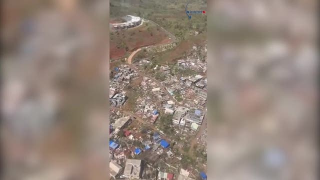 <p>Aerial footage shows devastating aftermath of Cyclone Chido as 1,000 people feared dead.</p>