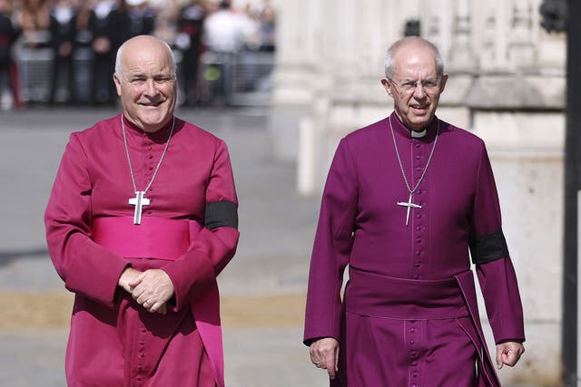 <p>Archbishop of York Stephen Geoffrey Cottrell and the outgoing Archbishop of Canterbury, Justin Welby</p>