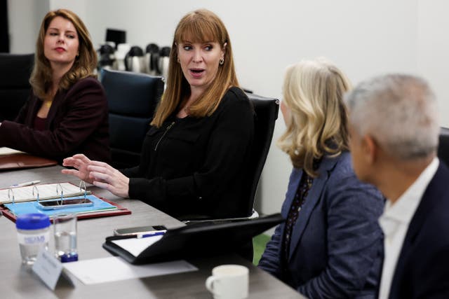 Deputy Prime Minister Angela Rayner, second left, attended a round-table discussion with regional mayors on Monday (Phil Noble/PA)