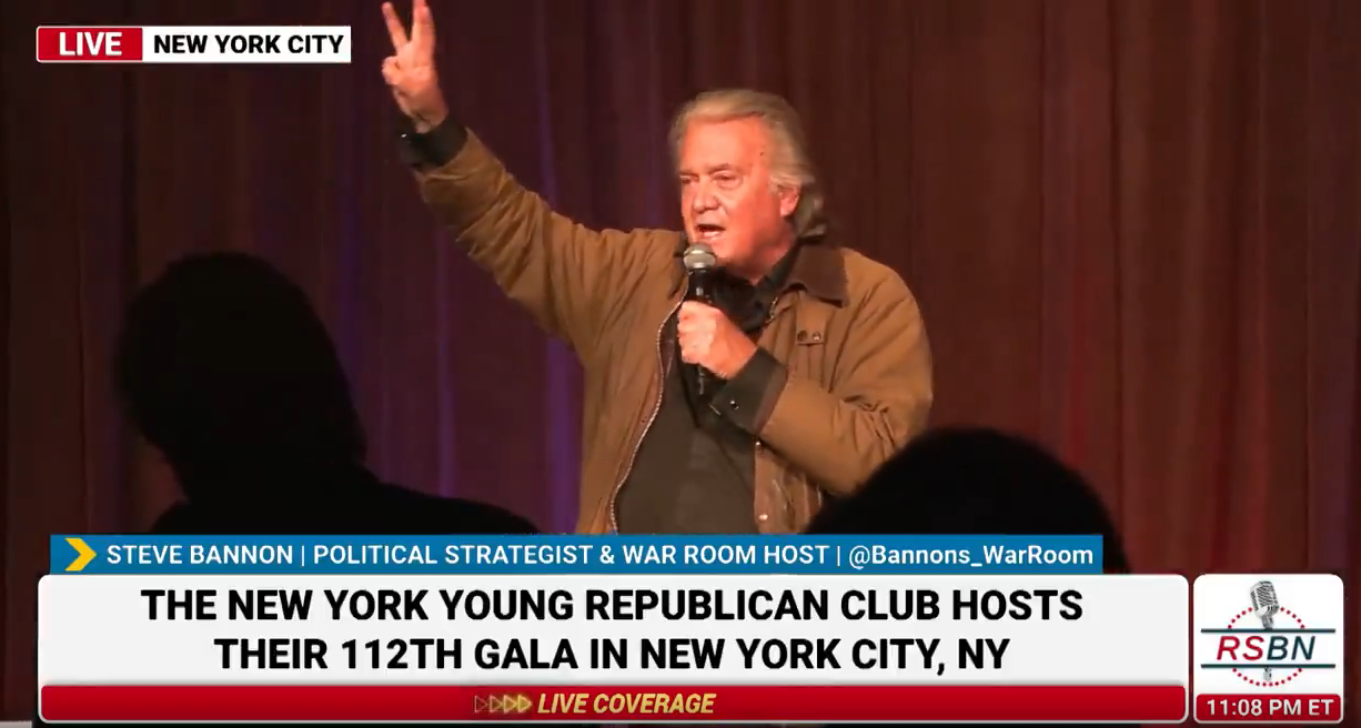 Steve Bannon speaks at the 112th Gala for the New York Young Republicans. He has now suggested that Donald Trump could run for a third term