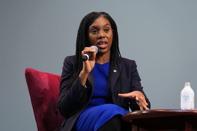 Conservative party leader Kemi Badenoch speaking at the Business Property Relief Summit at the London Palladium (Lucy North/PA)