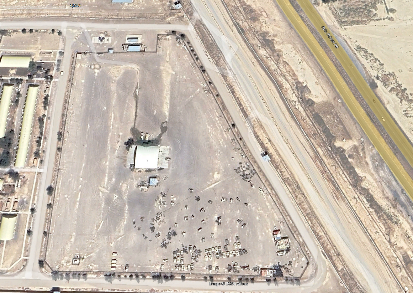 Satellite view of humvees and other military vehicles seen this year parked at the Kandahar Air Base under Taliban’s control