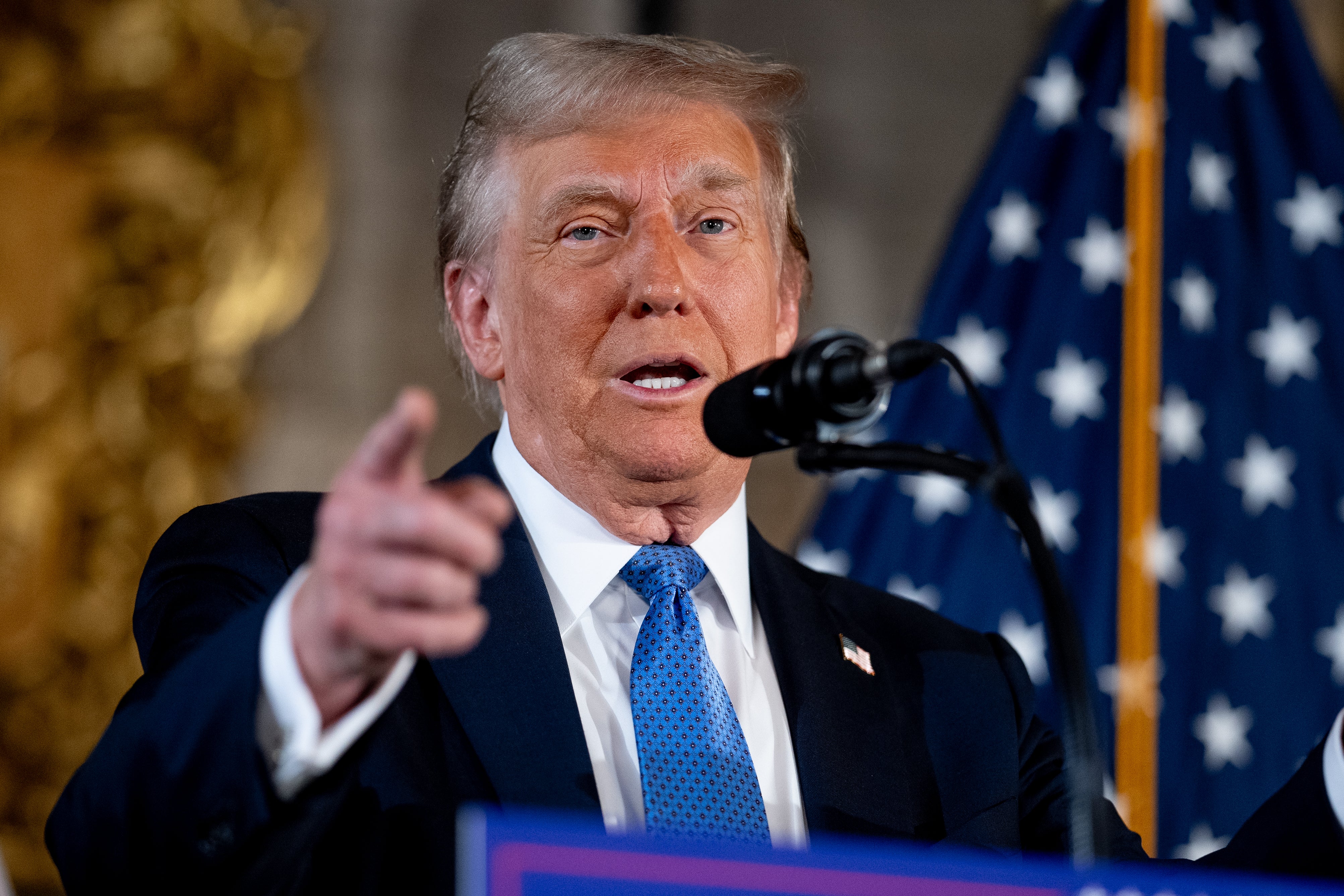 President-elect Donald Trump speaks at a news conference at Mar-a-Lago. The president-elect marveled at the number of countries in the world during his press availability