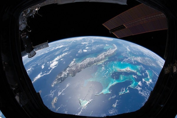 Southern Florida and the Caribbean are seen from the International Space Station. Earth, home to 8.2 billion people, could be facing decline, according to a new analysis