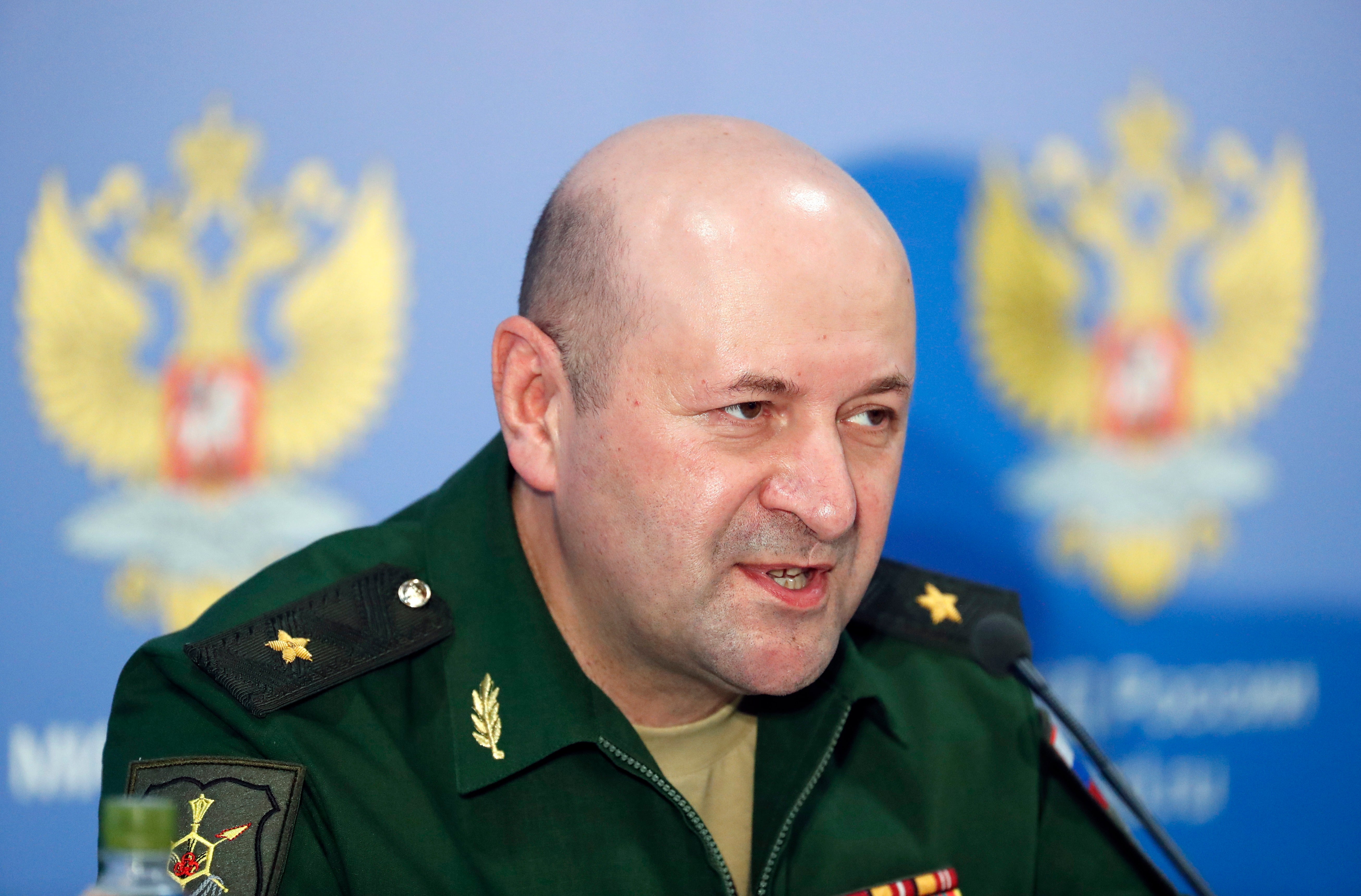 Head of the Nuclear, Biological, Chemical Defence Forces (NBC) Lieutenant General Igor Kirillov attends a briefing at the Russian Defense Ministry's exhibition center and training ground 'Patriot' in Kubinka, Moscow region, Russia, 22 June 2018