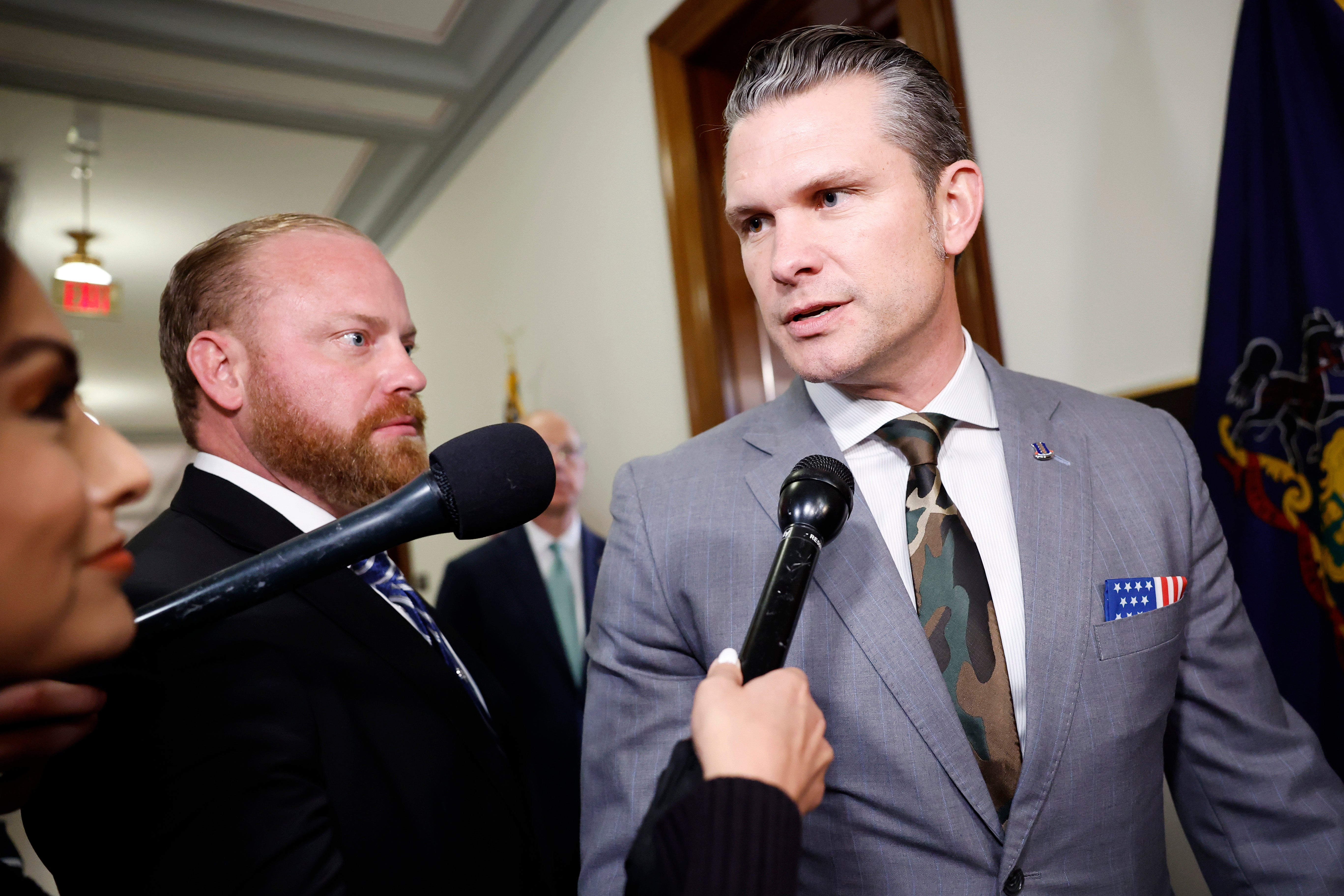 Donald Trump’s nominee to be Secretary of Defense Pete Hegseth speaks to reporters as he arrives for a meeting with Sen. John Fetterman (D-PA). Now, some are warning his hearings could be similar to one Supreme Court justice