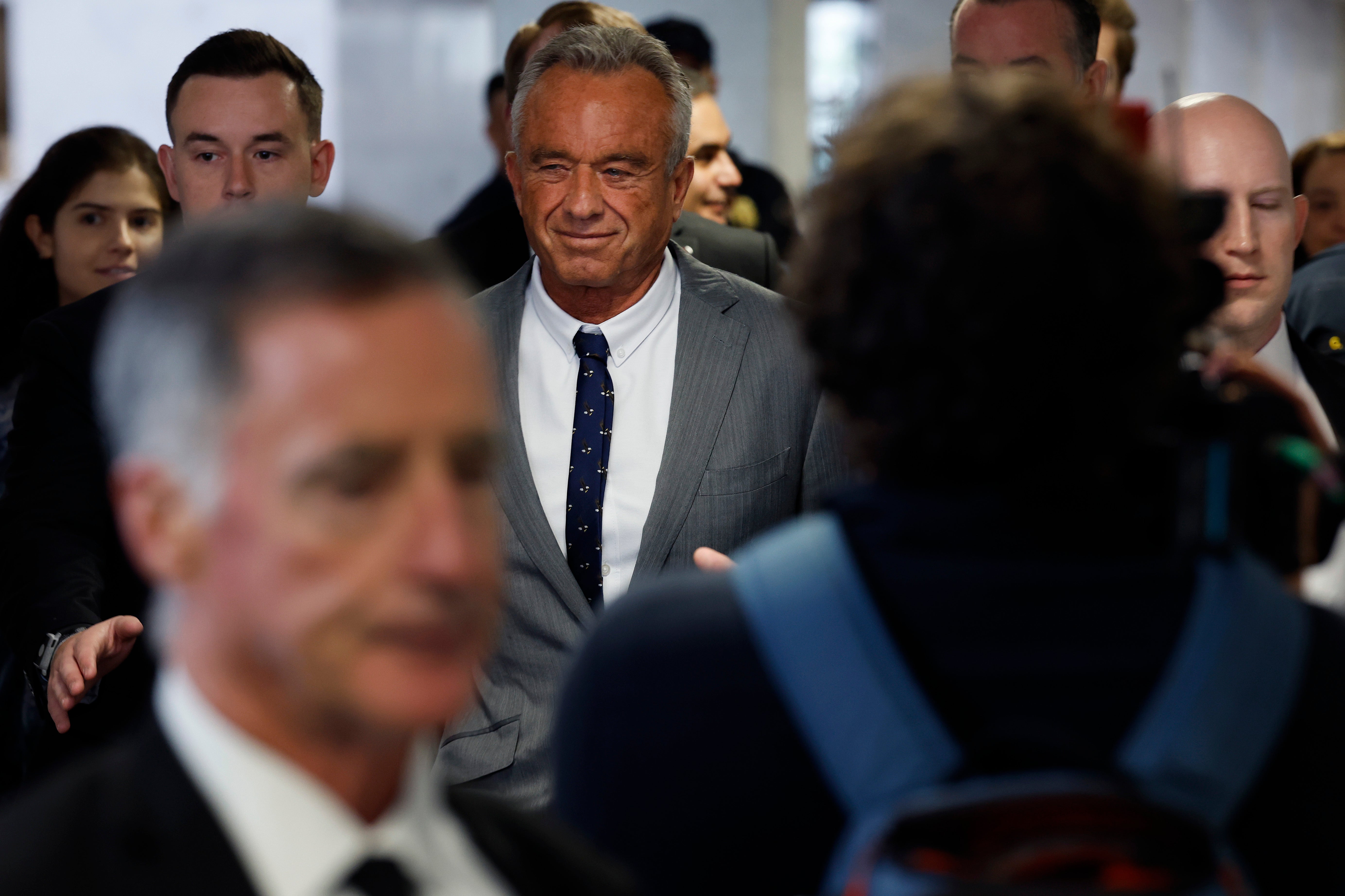 Robert F. Kennedy Jr., President-elect Donald Trump's nominee to be Secretary of Health and Human Services, arrives for a meeting with Sen. Steve Daines (R-MT) in the Hart Senate Office Building on December 17, 2024 in Washington, DC