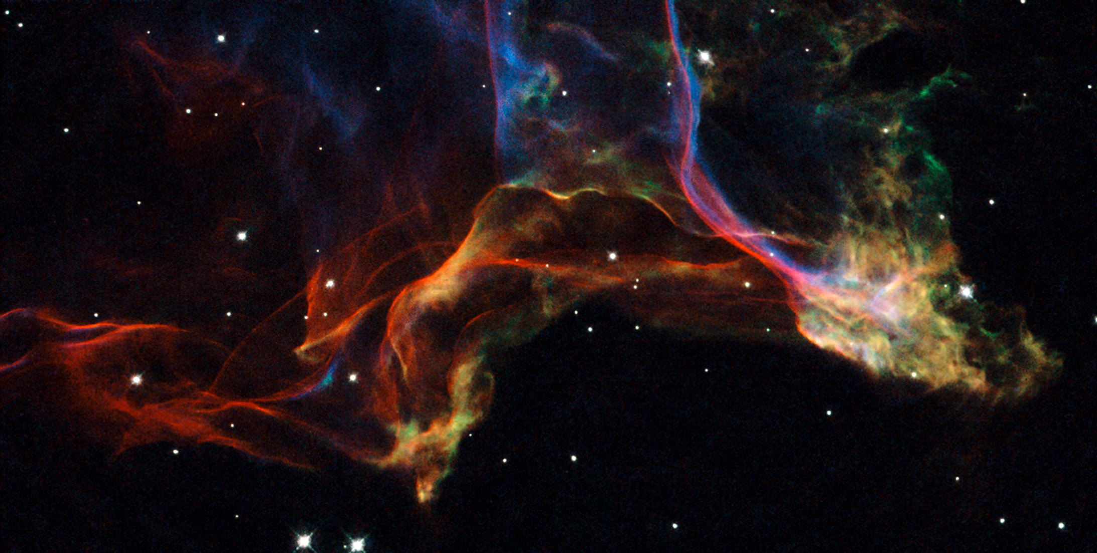 Twisted shockwaves and gases from an exploded star