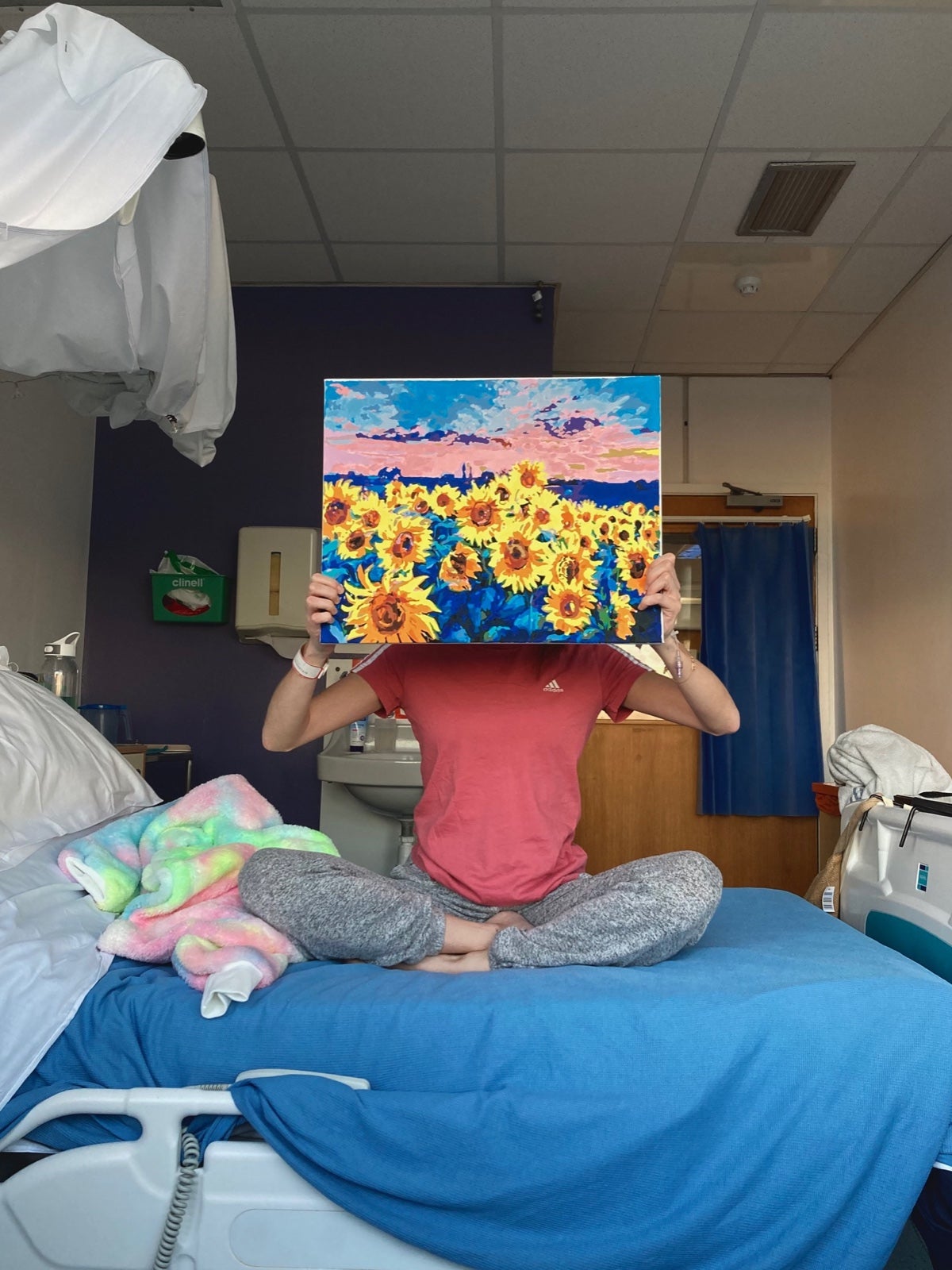 Kirsten occupied her time in hospital with painting by numbers