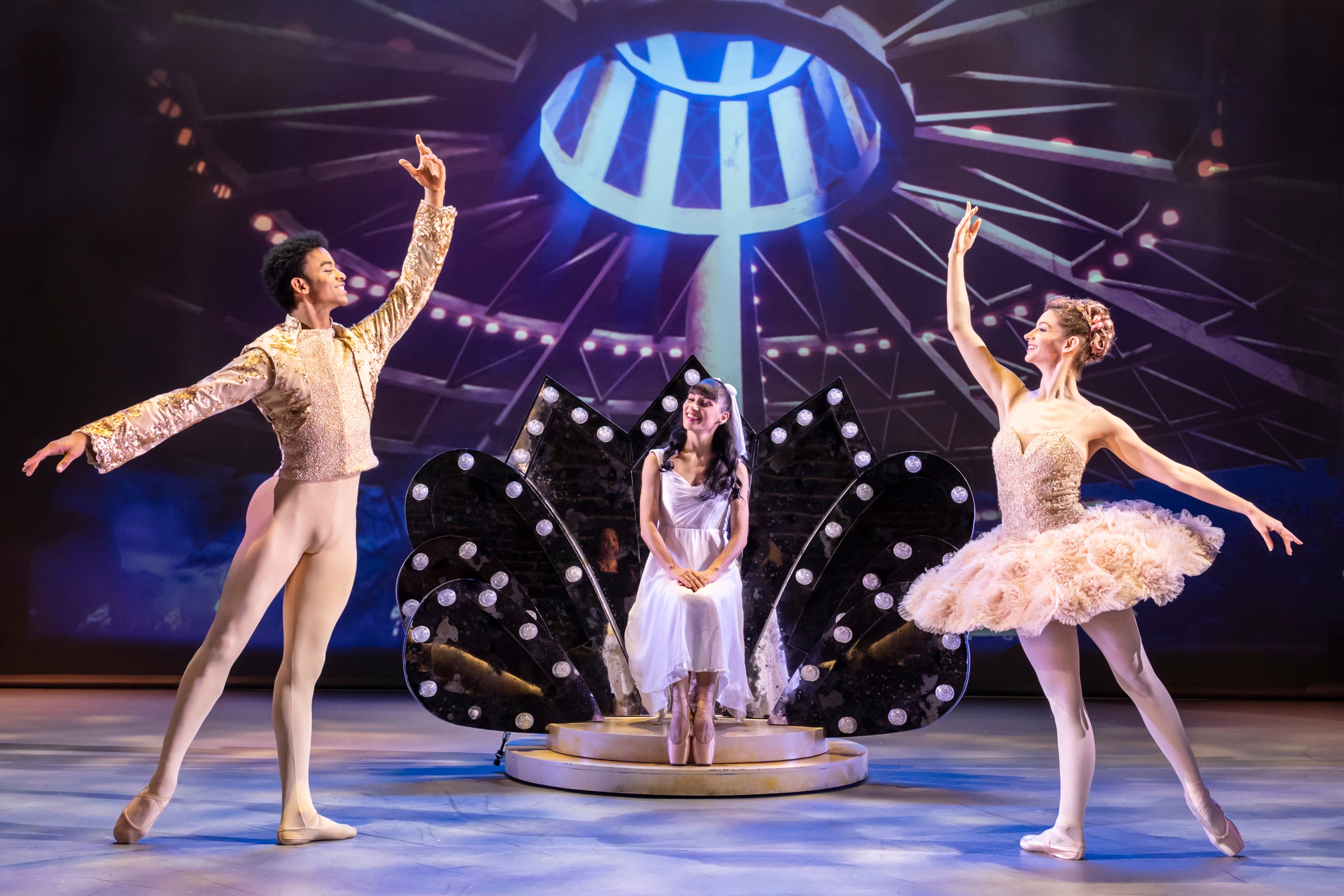 Yasiel Hodelín Bello as Prince, Laura Rodriguez as Clara and Laurretta Summerscales as Sugarplum in Carlos Acosta’s ‘Nutcracker in Havana'