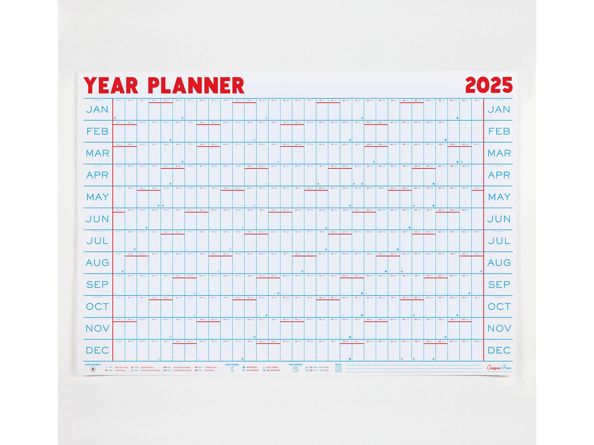 Best planner IndyBest review Crispin Finn 2025 year planner, landscape view