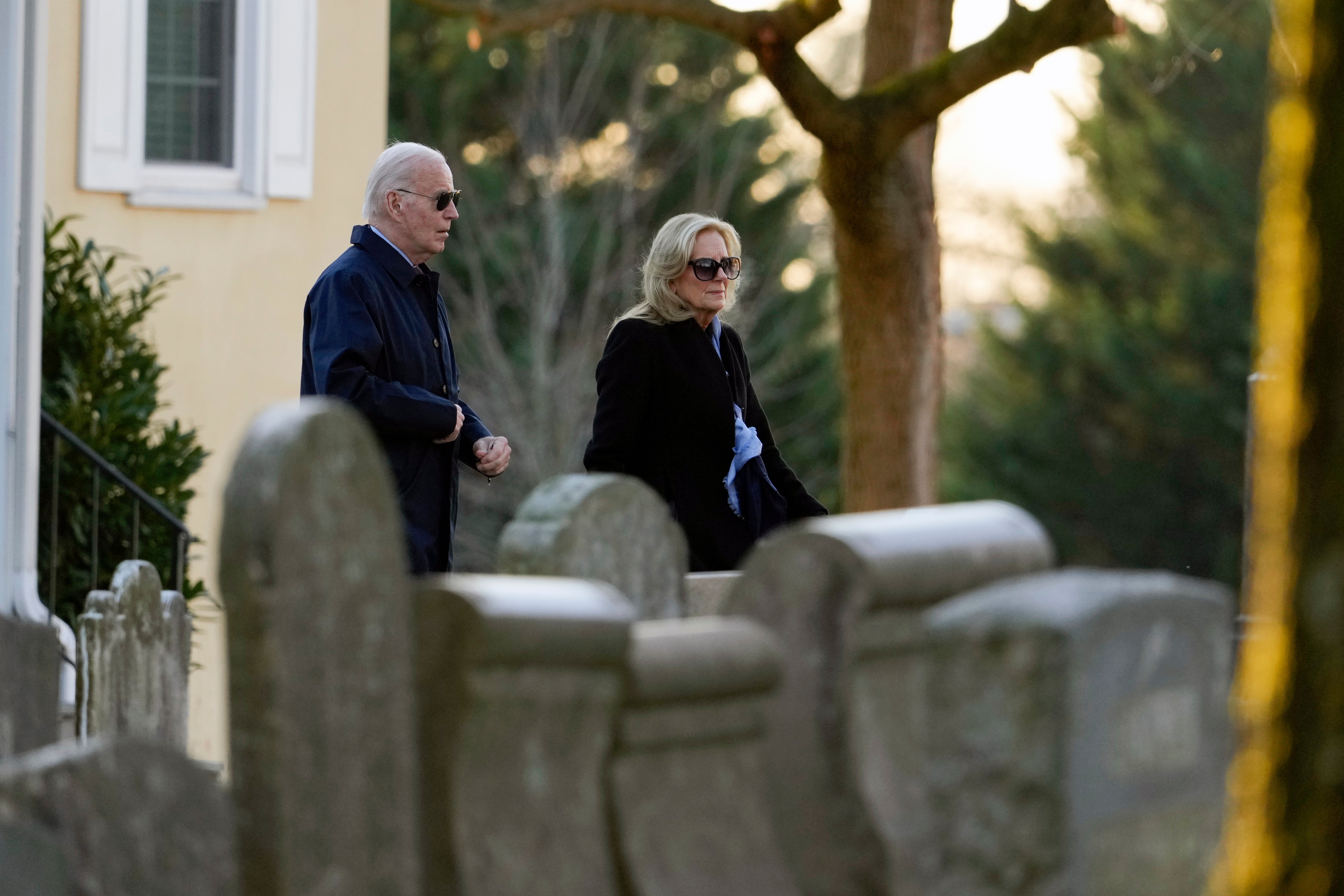 President Joe Biden and First Lady Jill Biden arrive for mass in Delaware