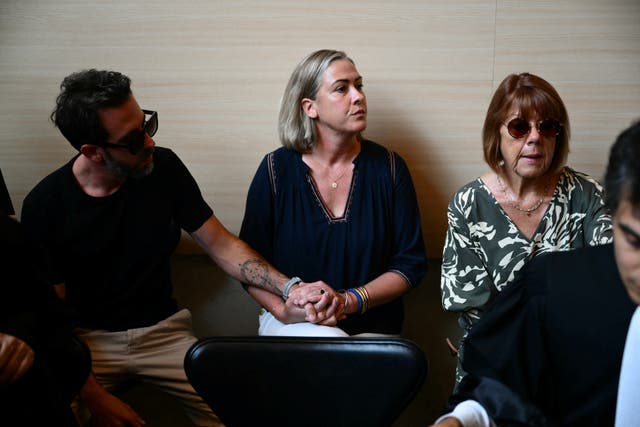 <p>Caroline Darian sits next to her mother, Gisèle, ahead of a court hearing  </p>