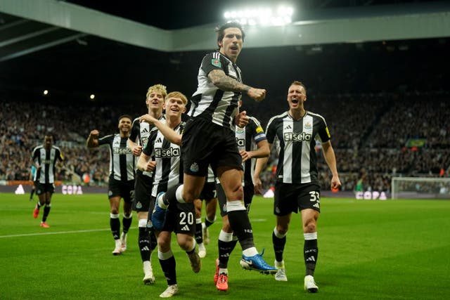 <p>Sandro Tonali scored twice for Newcastle </p>