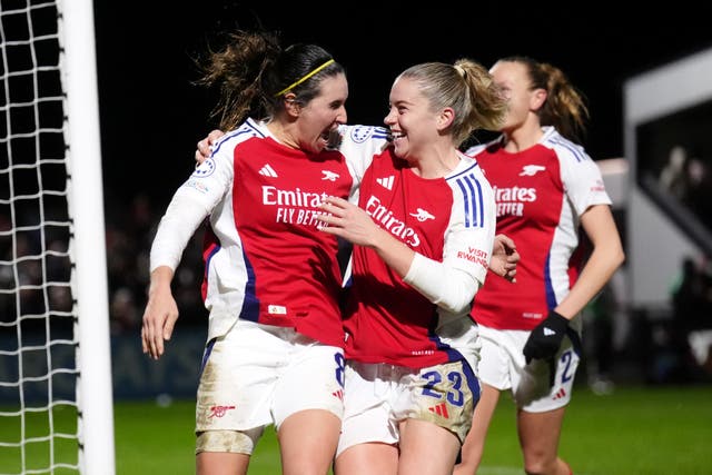 <p>Mariona Caldentey celebrated a late winner against Bayern </p>