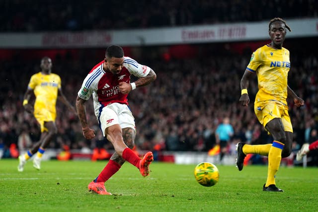 Mikel Arteta was delighted to see Gabriel Jesus back among the goals for Arsenal (Mike Egeton/PA)