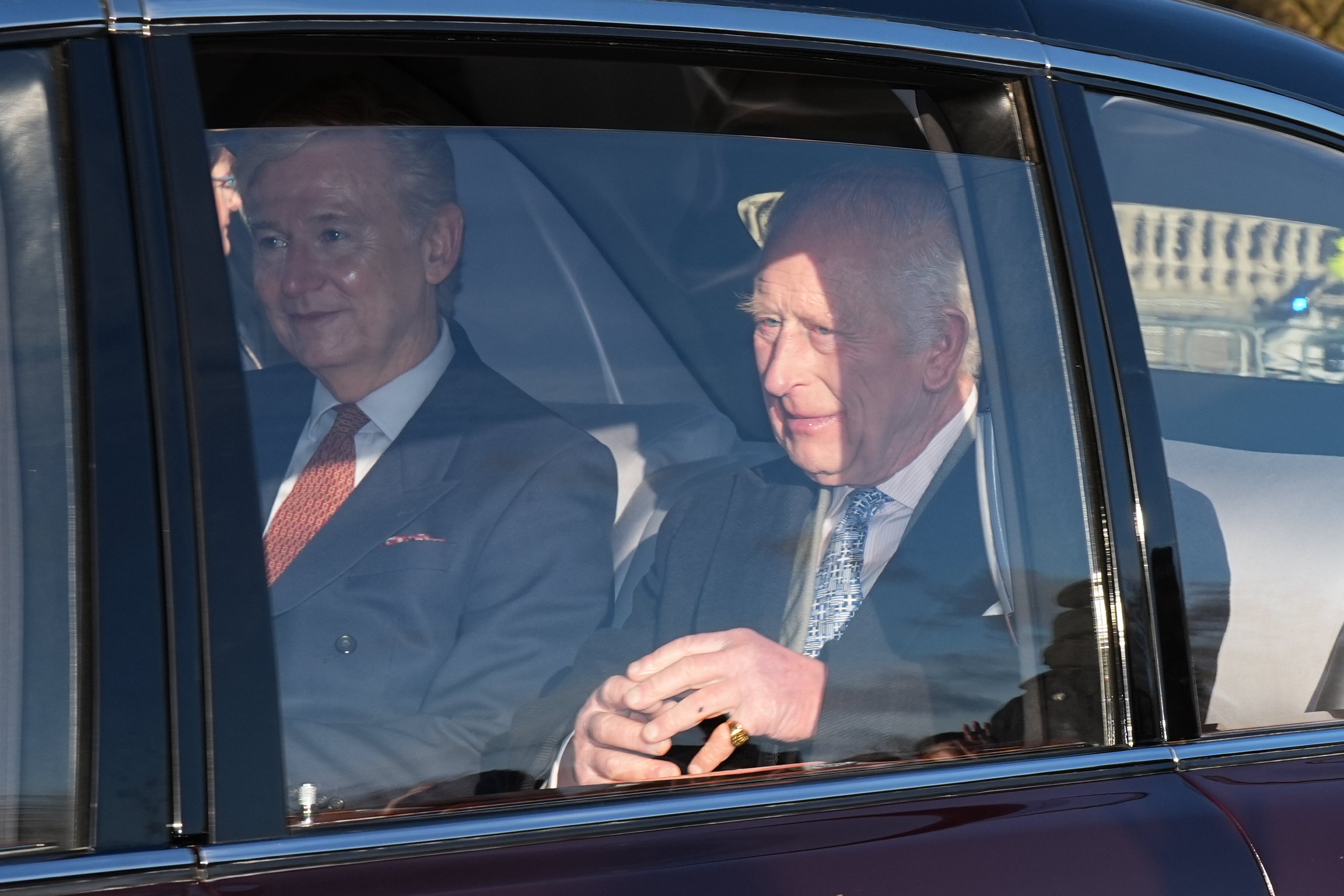 King Charles arrives at Buckingham Palace for the festive lunch