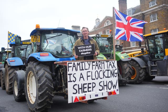 Farmer Will Elliott protesting over changes to inheritance tax rules (Yui Mok/PA)