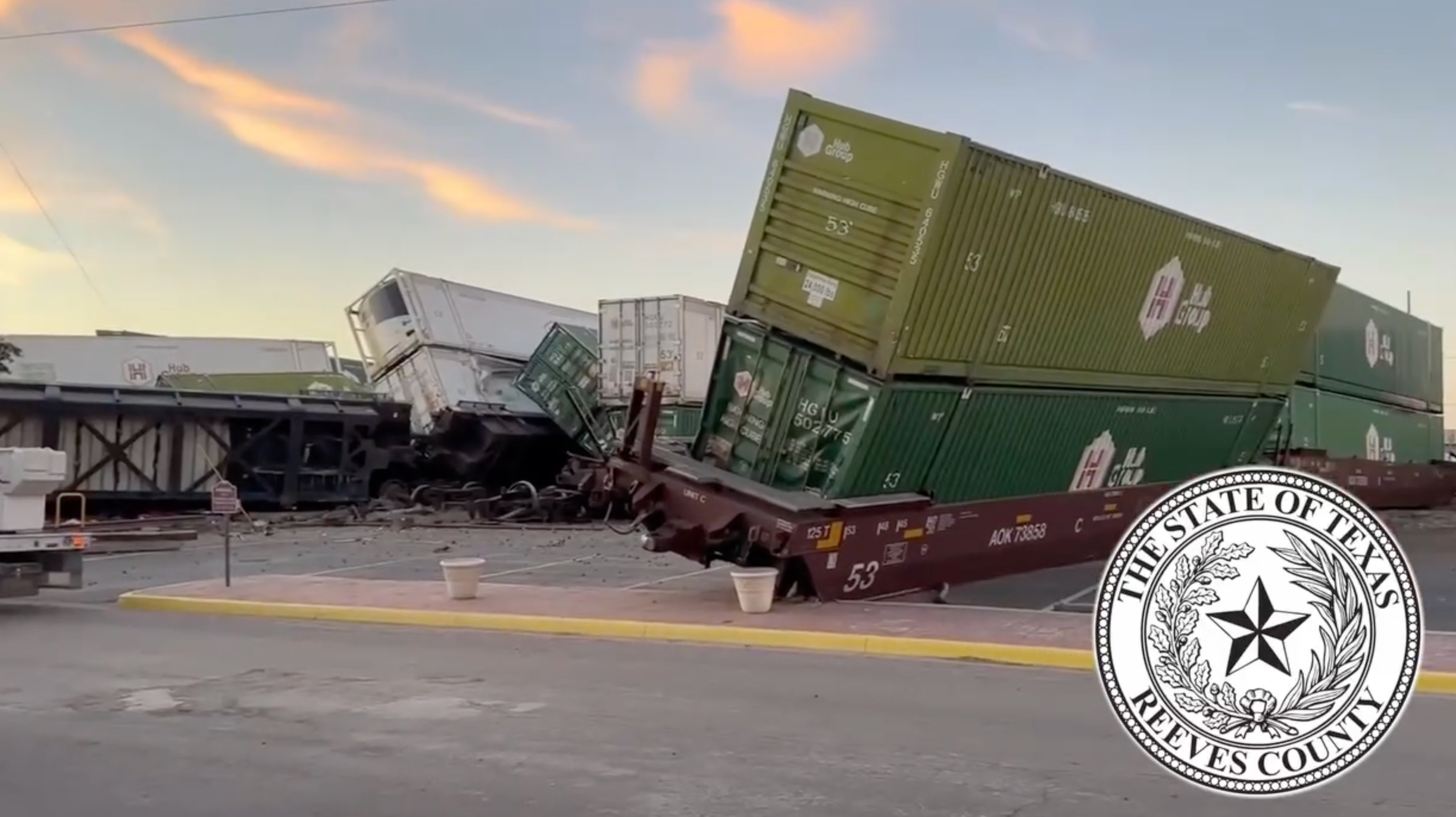 Carriages have been left strewn by the oradside after the train derailed