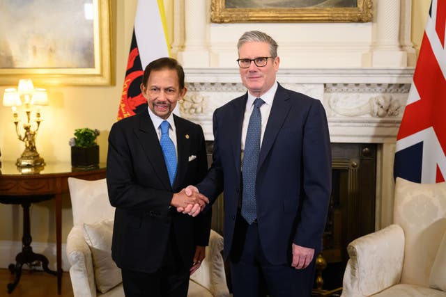 Prime Minister Sir Keir Starmer with the Sultan of Brunei ahead of a meeting at 10 Downing Street in London (Leon Neal/PA)