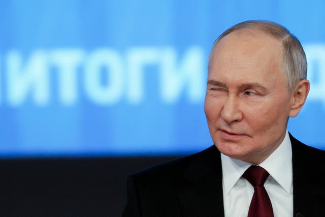 <p>Putin speaking to reporters during the annual marathon TV event </p>