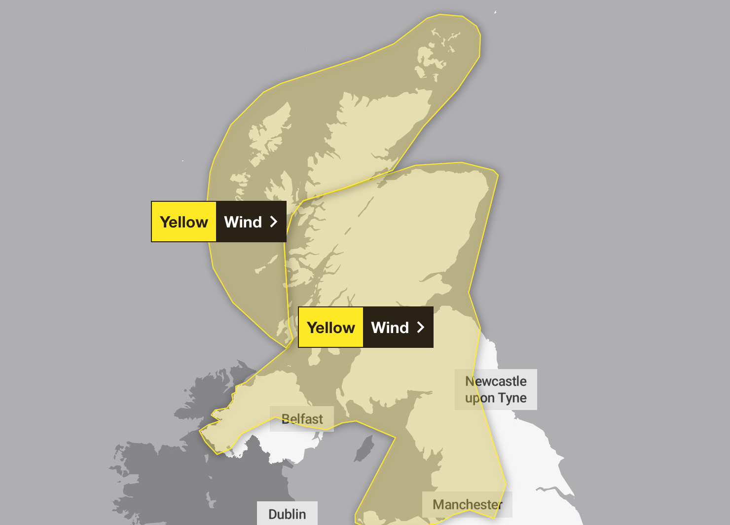 The Met Office has cautioned that yellow weather warnings for strong winds will be in place over the weekend