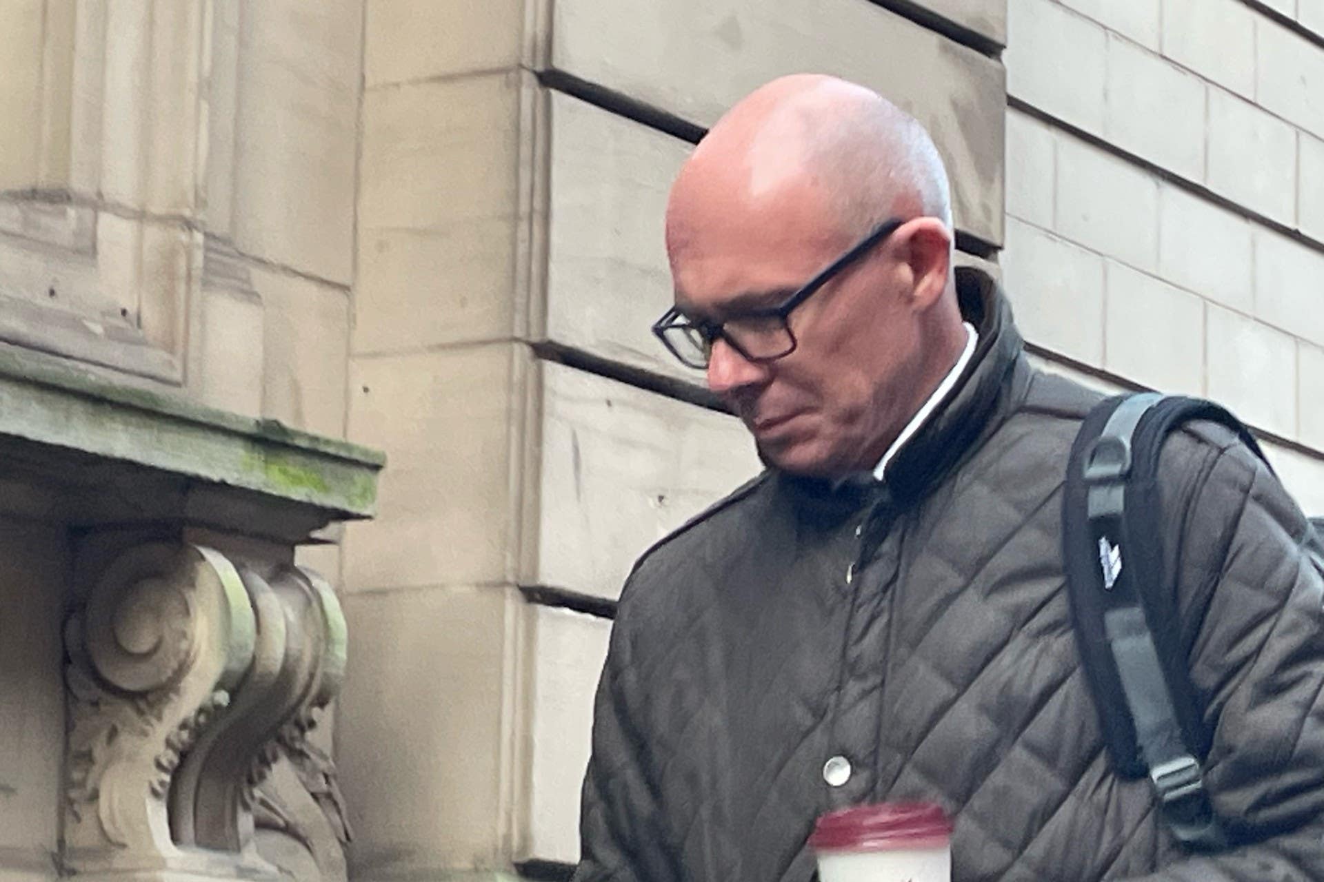 Former West Mercia and Met Police constable Mark Cranfield, who has been convicted of misconduct in relation to images of a revenge porn victim, entering Birmingham Crown Court before he was found guilty (Matthew Cooper/PA)