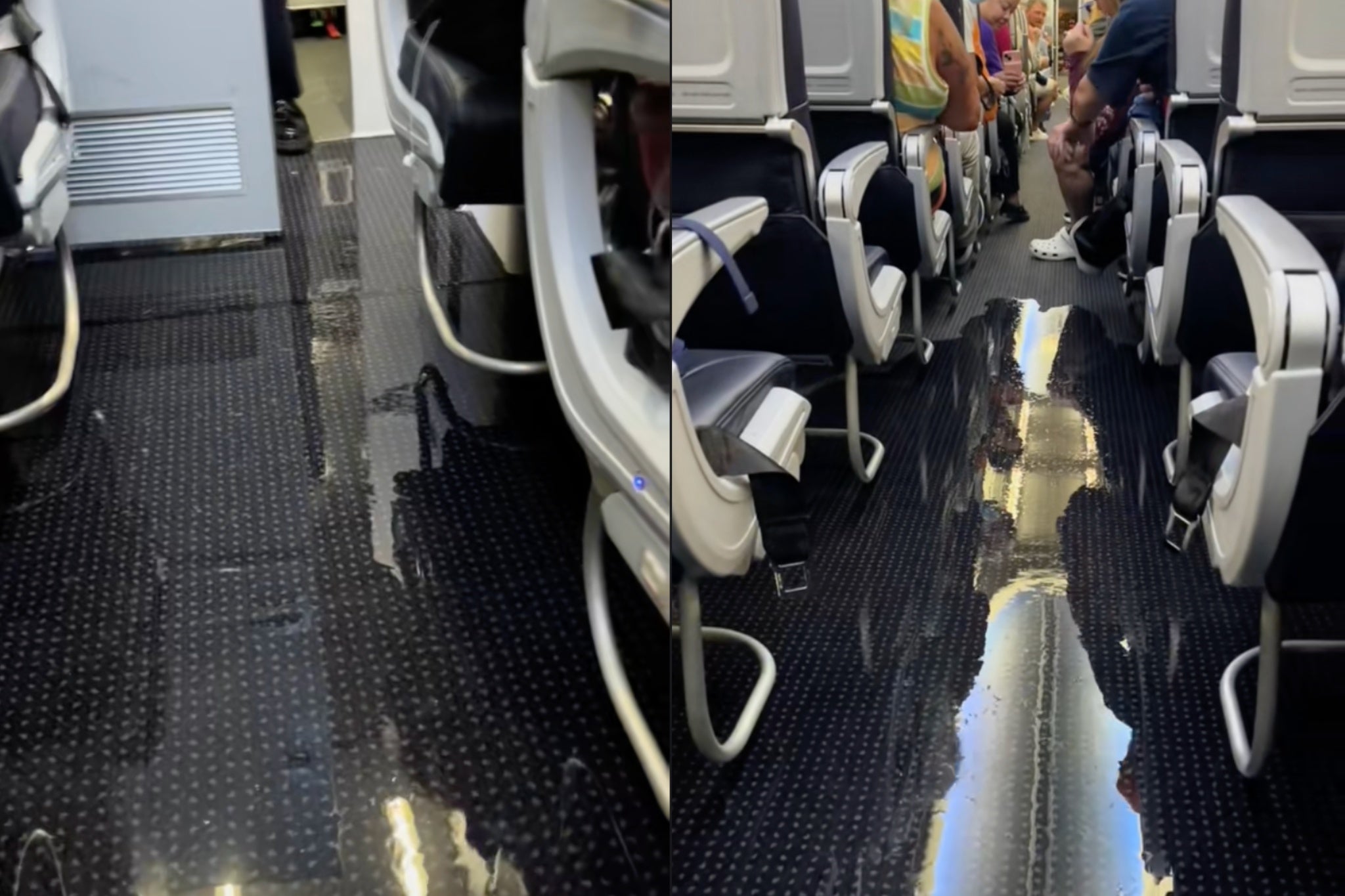 The flood stemmed from a leak in one of the plane’s rear bathrooms