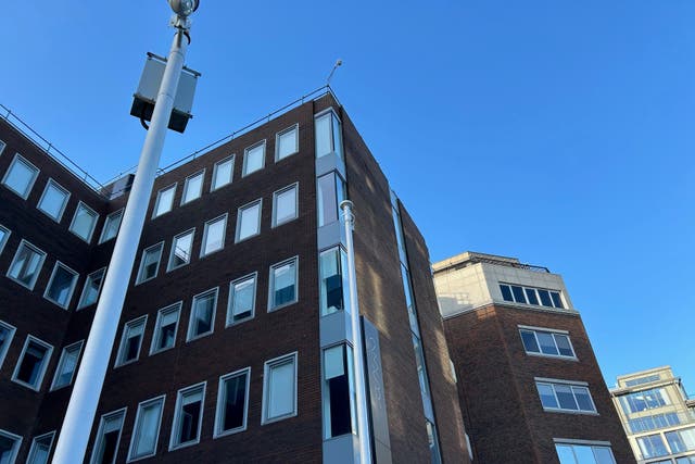 The flag was removed from outside the embassy as part of the closure process (Cillian Sherlock/PA)