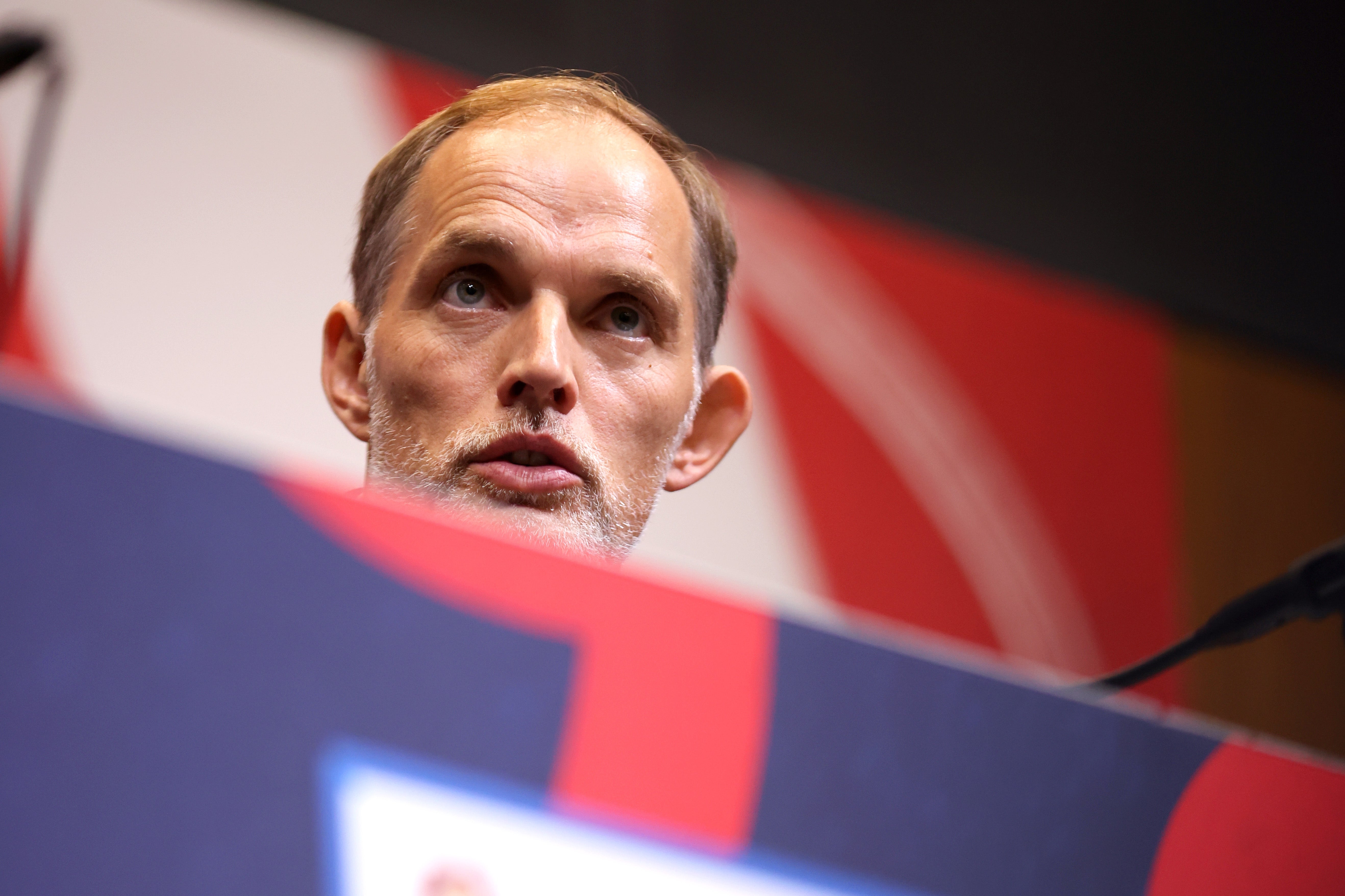<p>Thomas Tuchel speaking at his unveiling by the Football Assocition in October</p>
