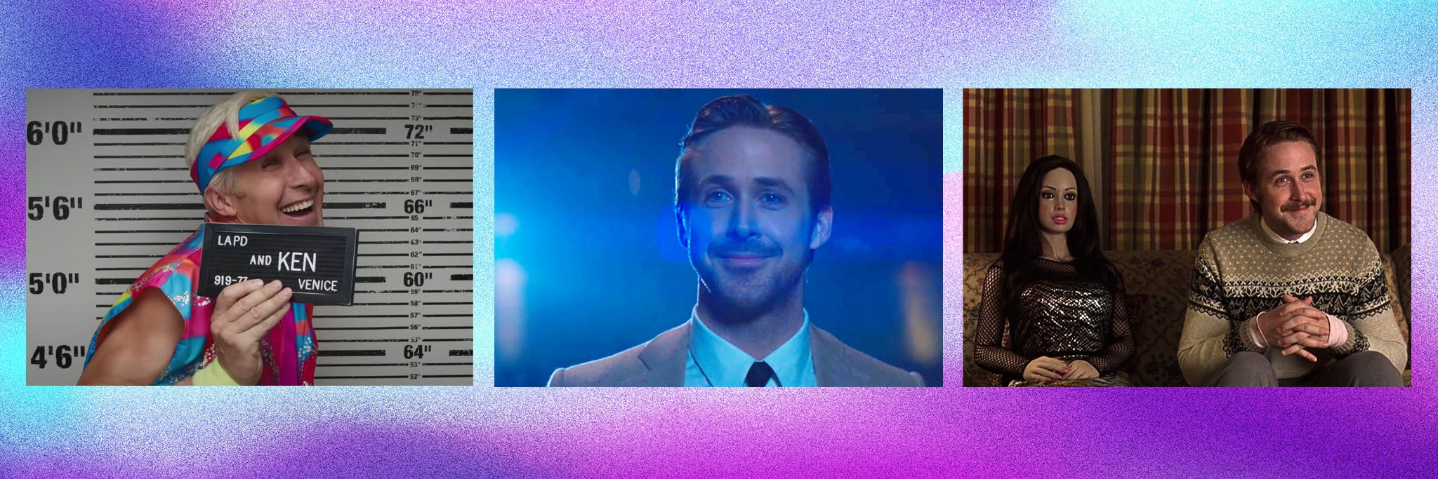 Ryan Gosling in ‘Barbie’, ‘La La Land’ and ‘Lars and the Real Girl’