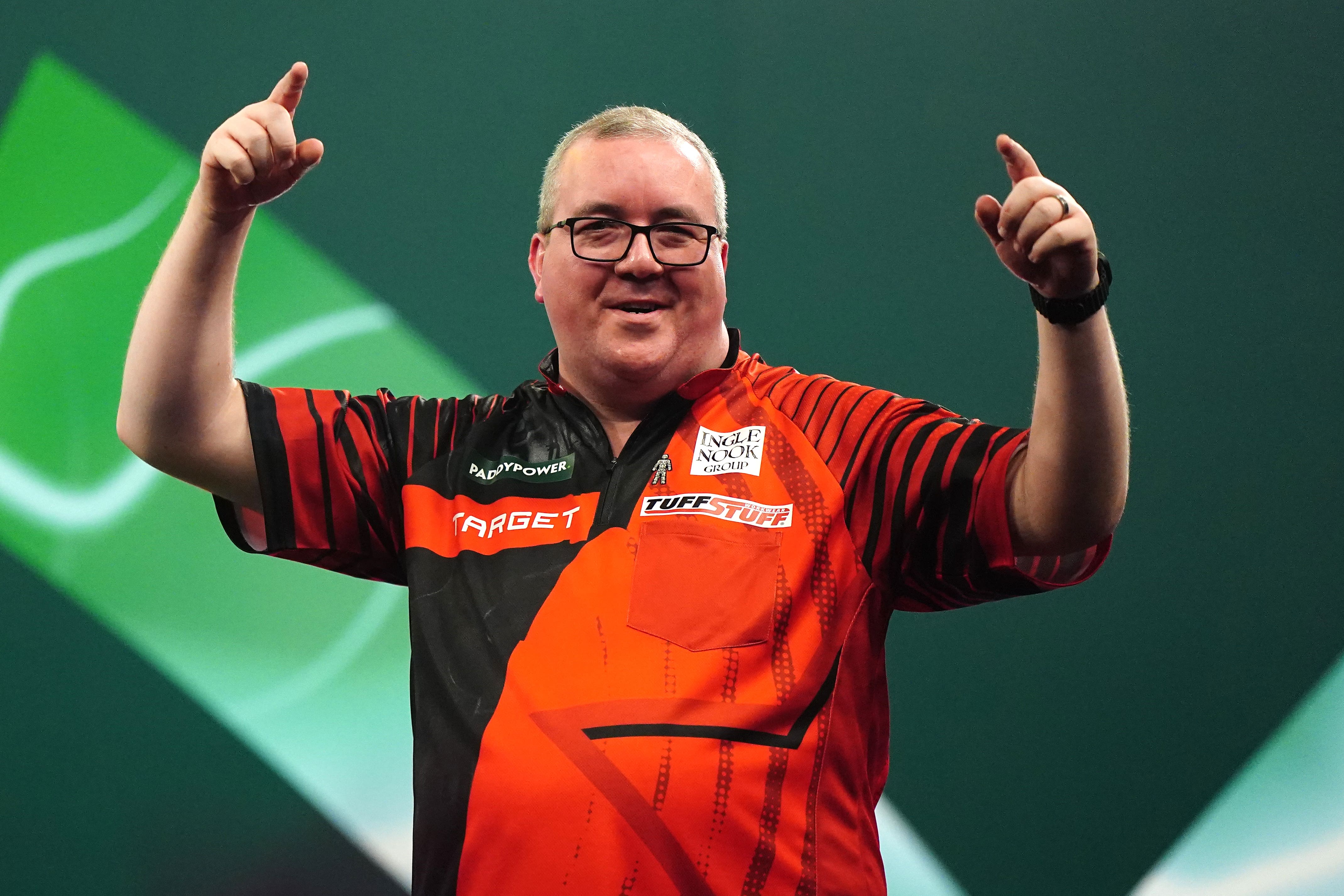 Stephen Bunting celebrates victory over Kai Gotthardt (Zac Goodwin/PA)