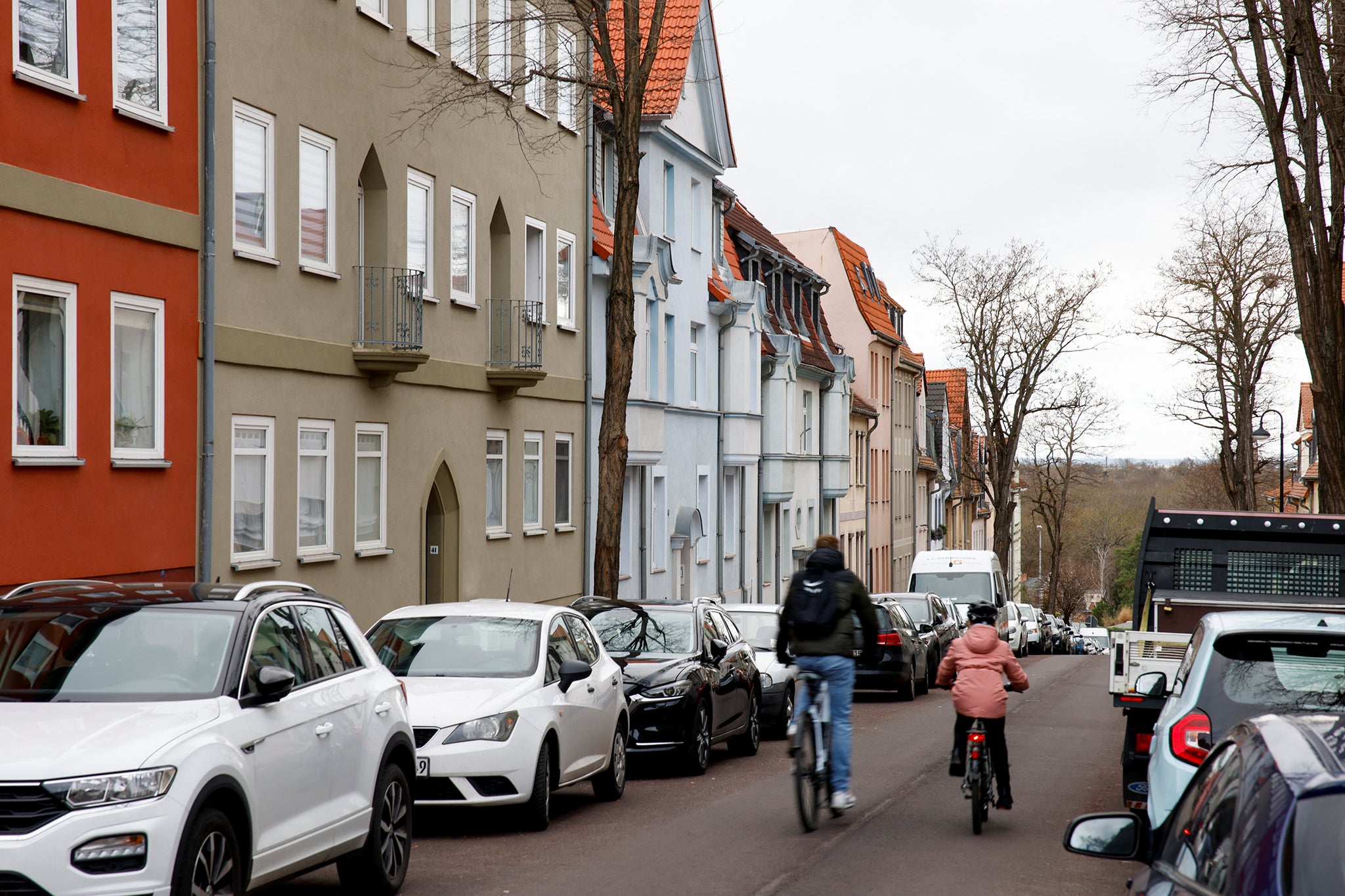 The street where the house of the suspect is located in the town where he is believed to have lived in Bernburg