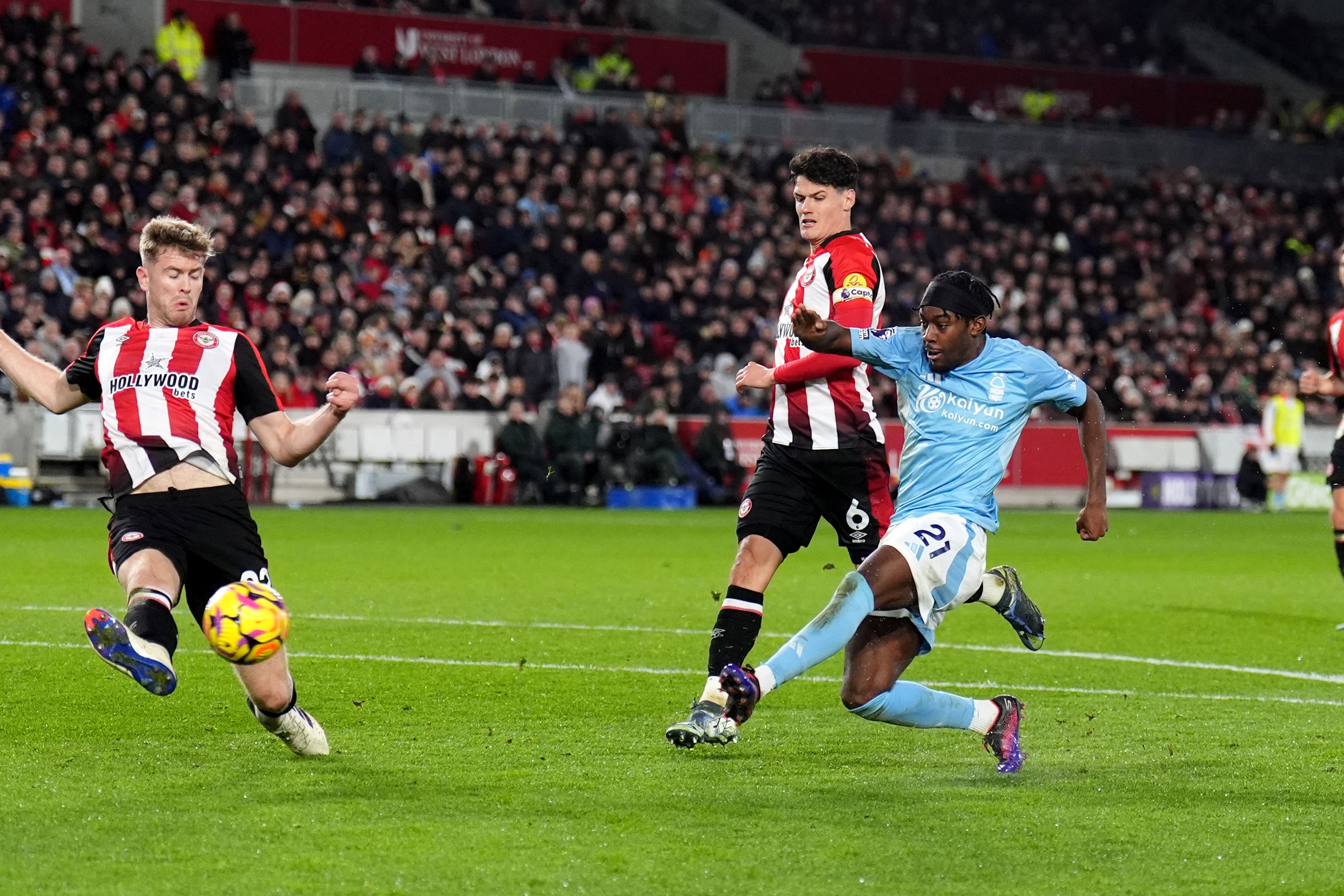 Nottingham Forest’s Anthony Elanga was on target at Brentford (John Walton/PA)