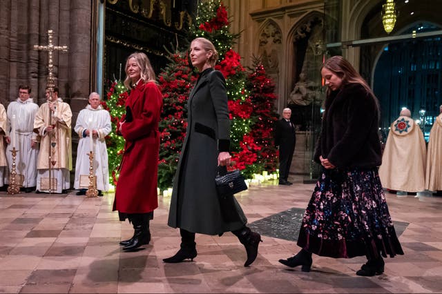 <p>Lady Helen Taylor and Lady Gabriella Windsor arrive for the Together At Christmas carol service at Westminster Abbey</p>