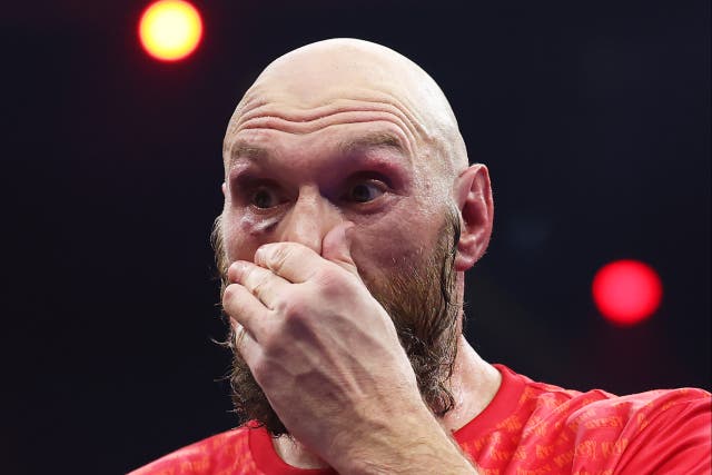 <p>Tyson Fury after his second straight loss to Oleksandr Usyk</p>