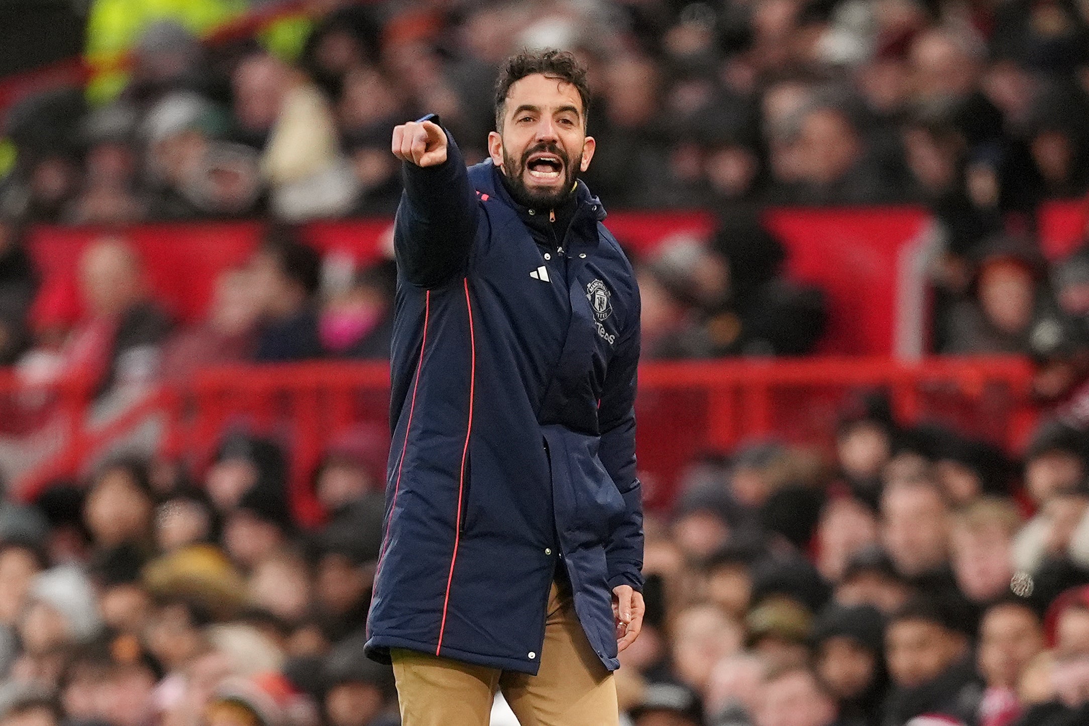 Amorim gestures on the touchline (Martin Rickett/PA)