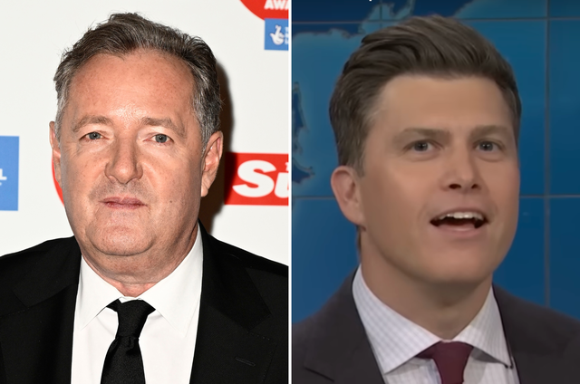 <p>Piers Morgan and Colin Jost</p>