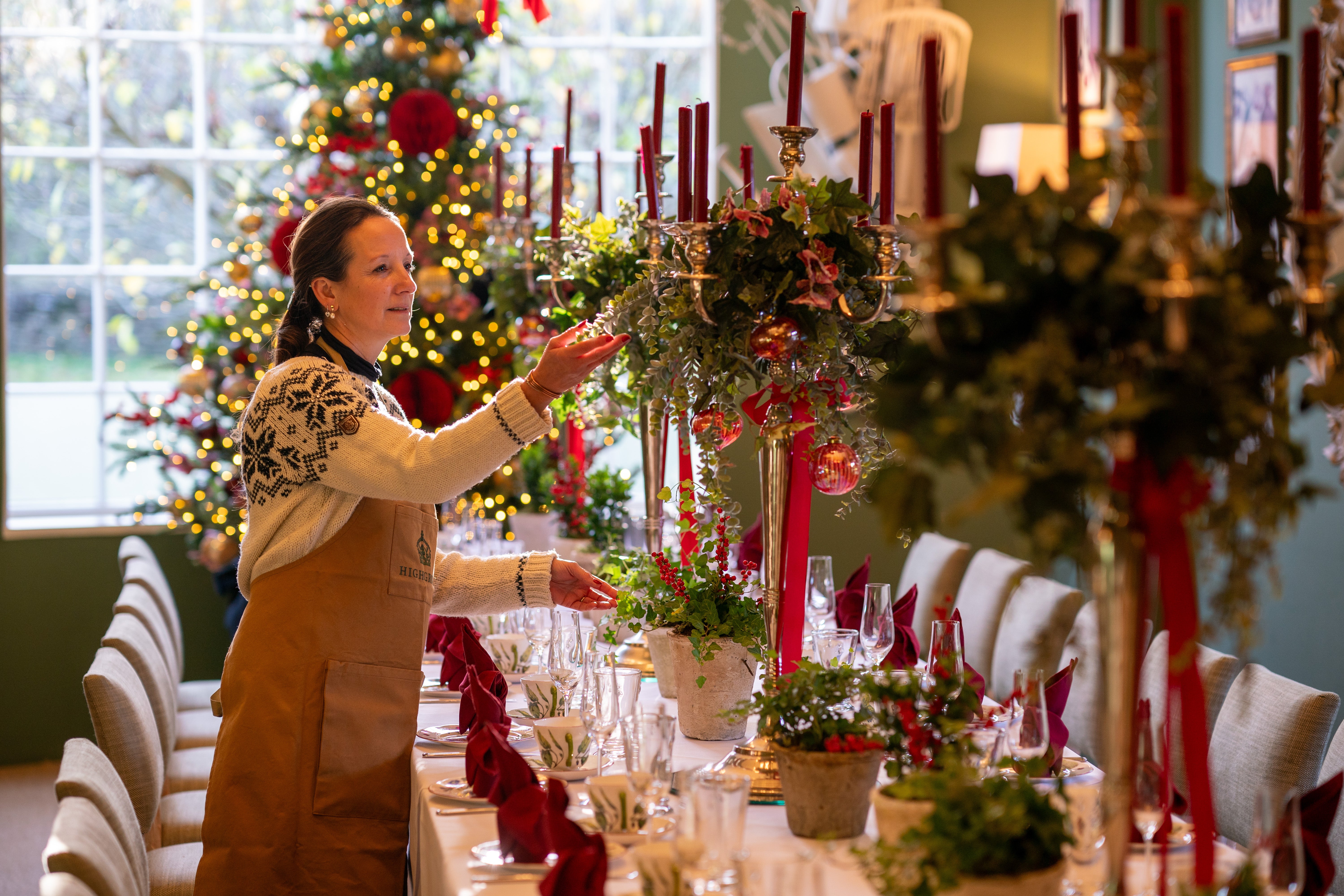 Staff at Highgrove prepare place settings