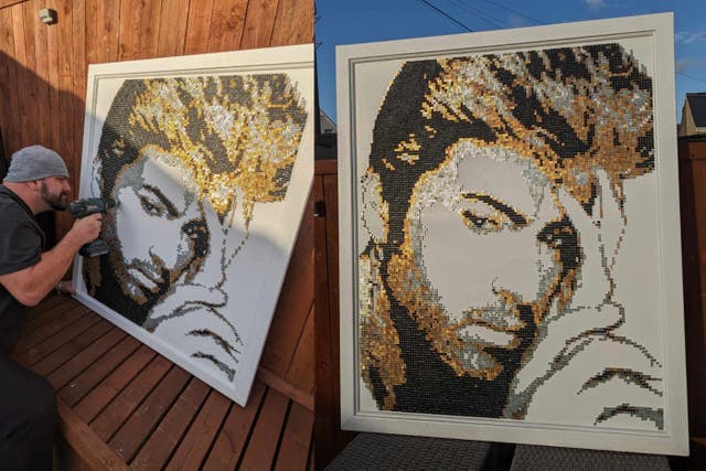 Darren Timby created a tribute to George Michael out of 12,000 screws (Darren Timby/PA)