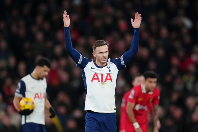 James Maddison James Maddison scored in Tottenham’s humbling 6-3 loss to Liverpool (Dave Shopland/AP/PA)